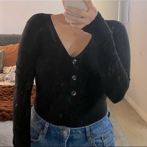 Black button bodysuit